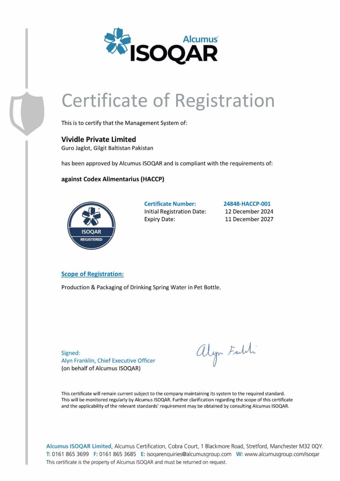 puraspring certificate 3